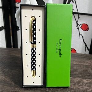 kate spade Black & White Polka Dot Ballpoint Pen with Gold Accents